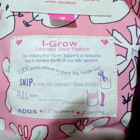 Obermeyer Girls Roselet Insulated Jacket Pink Multi Zip Front FauxFur Hood 7 NEW - Picture 3 of 11